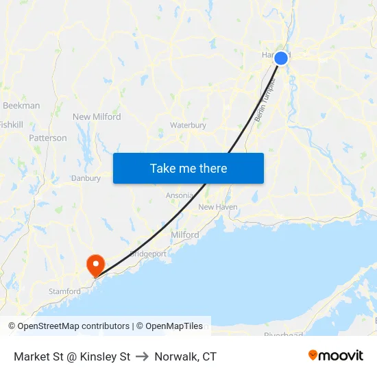 Market St @ Kinsley St to Norwalk, CT map