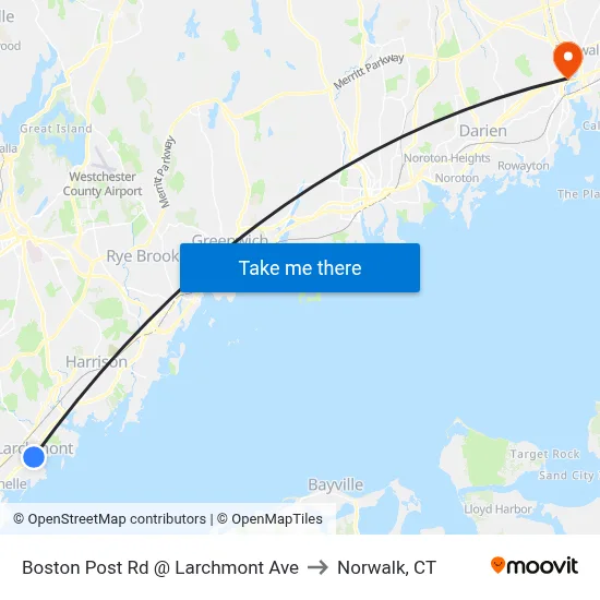 Boston Post Rd @ Larchmont Ave to Norwalk, CT map