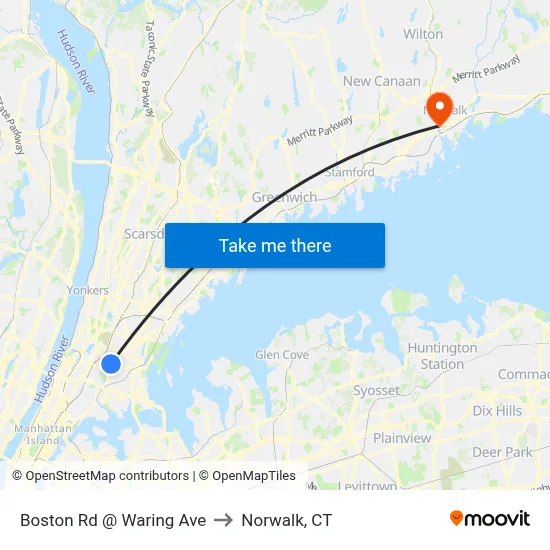 Boston Rd @ Waring Ave to Norwalk, CT map