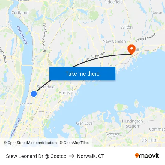 Stew Leonard Dr @ Costco to Norwalk, CT map