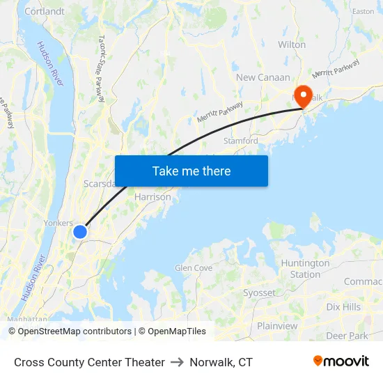 Cross County Center Theater to Norwalk, CT map