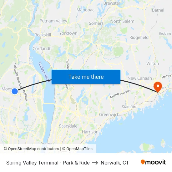 Spring Valley Terminal - Park & Ride to Norwalk, CT map
