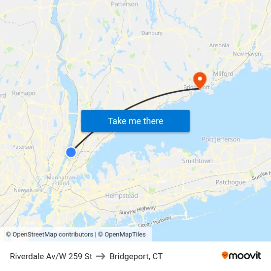 Riverdale Av/W 259 St to Bridgeport, CT map