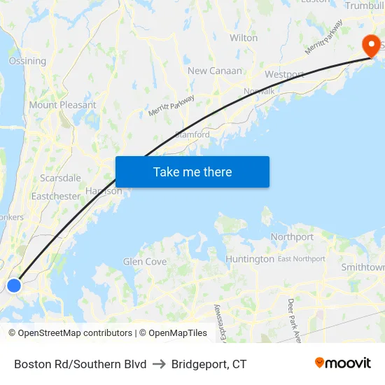 Boston Rd/Southern Blvd to Bridgeport, CT map