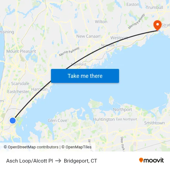 Asch Loop/Alcott Pl to Bridgeport, CT map