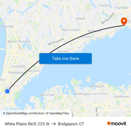 White Plains Rd/E 225 St to Bridgeport, CT map