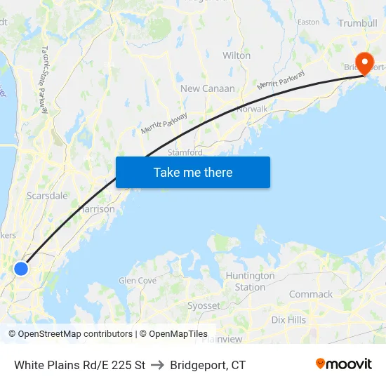 White Plains Rd/E 225 St to Bridgeport, CT map