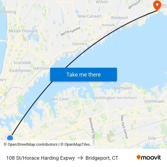 108 St/Horace Harding Expwy to Bridgeport, CT map