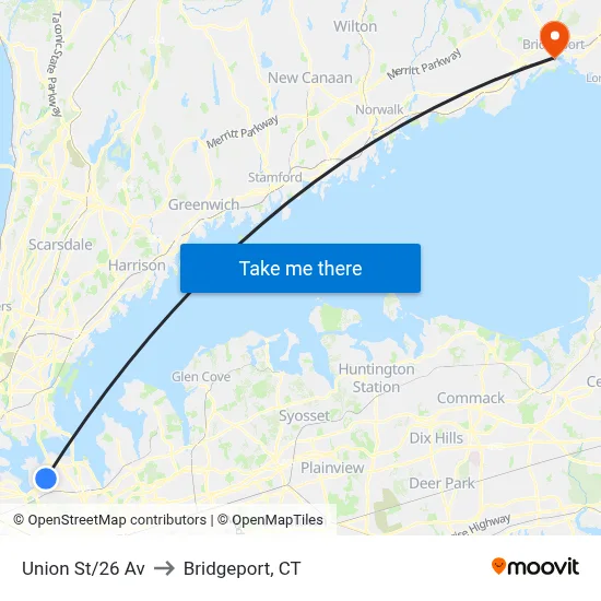 Union St/26 Av to Bridgeport, CT map