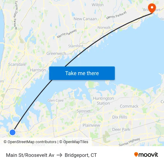 Main St/Roosevelt Av to Bridgeport, CT map