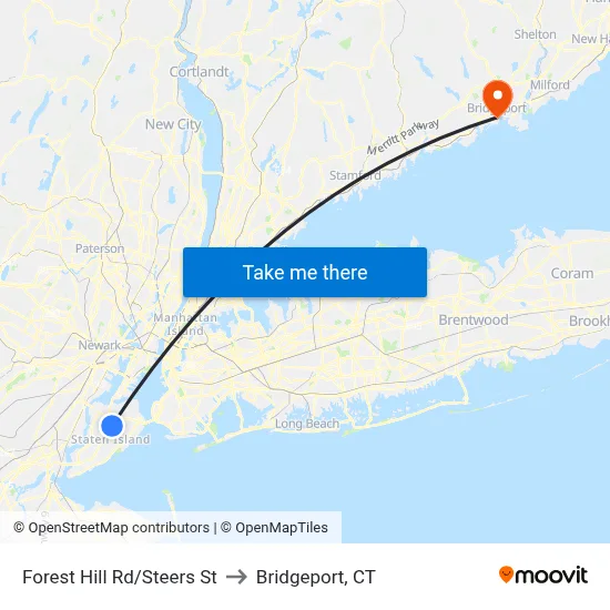 Forest Hill Rd/Steers  St to Bridgeport, CT map