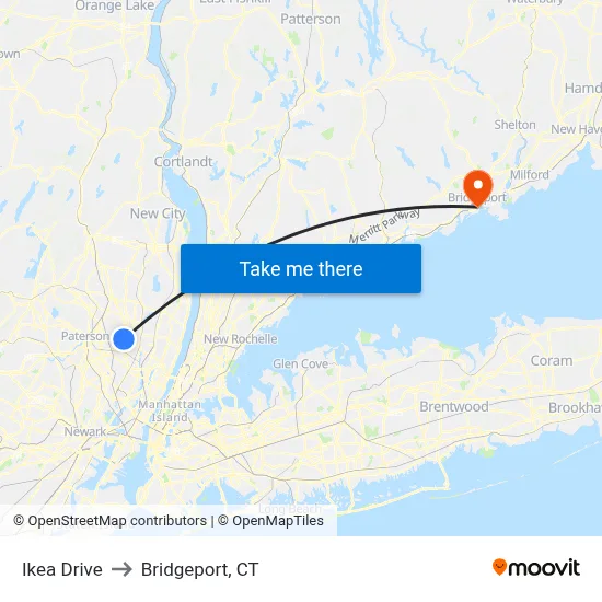 Ikea Drive to Bridgeport, CT map
