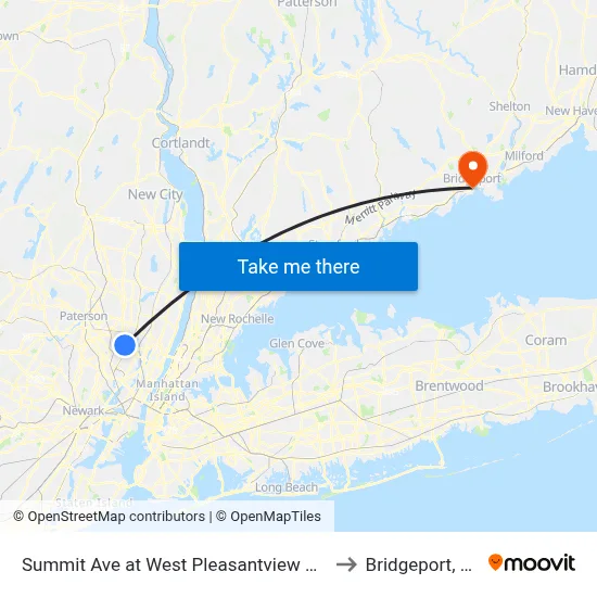 Summit Ave at West Pleasantview Ave to Bridgeport, CT map