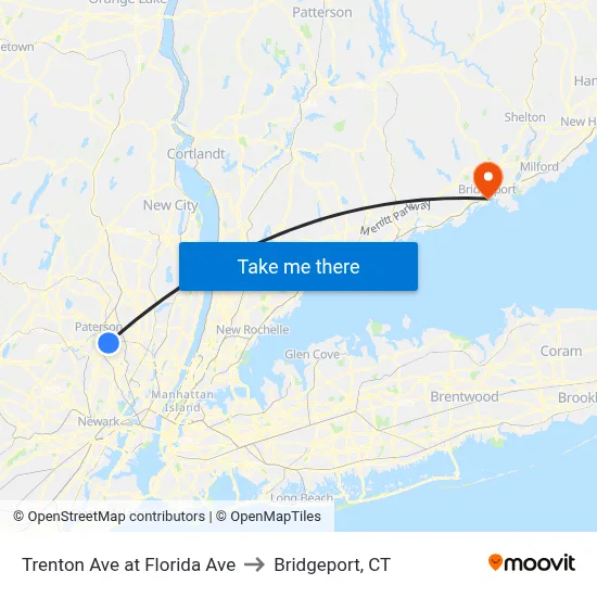 Trenton Ave at Florida Ave to Bridgeport, CT map