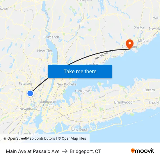 Main Ave at Passaic Ave to Bridgeport, CT map