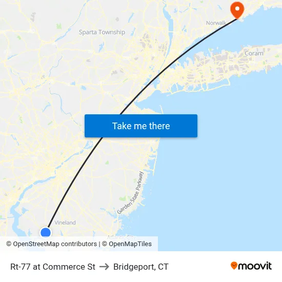 Rt-77 at Commerce St to Bridgeport, CT map