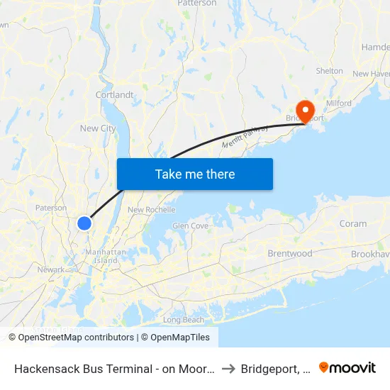 Hackensack Bus Terminal - on Moore St to Bridgeport, CT map