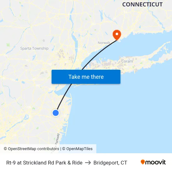 Rt-9 at Strickland Rd Park & Ride to Bridgeport, CT map