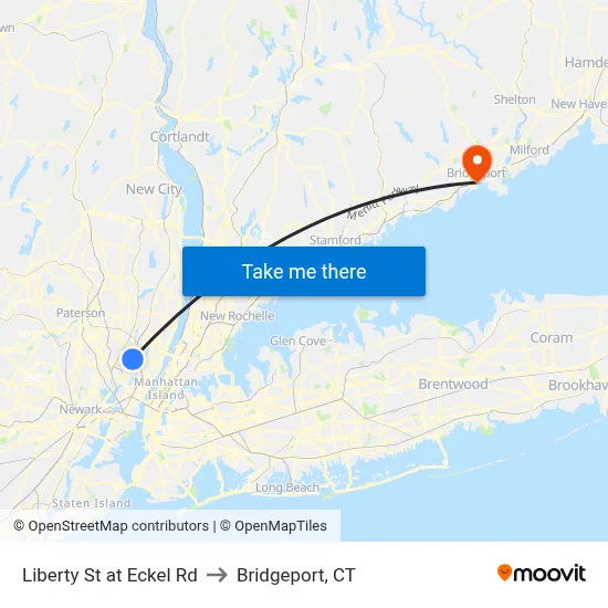 Liberty St at Eckel Rd to Bridgeport, CT map