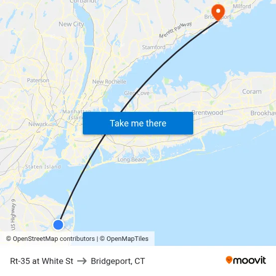 Rt-35 at White St to Bridgeport, CT map
