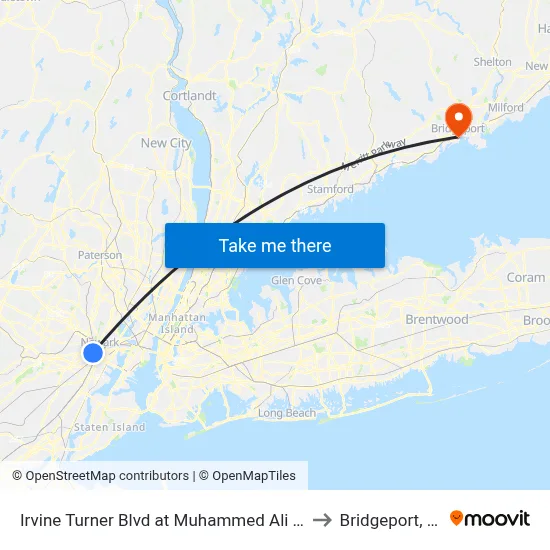 Irvine Turner Blvd at Muhammed Ali Ave to Bridgeport, CT map