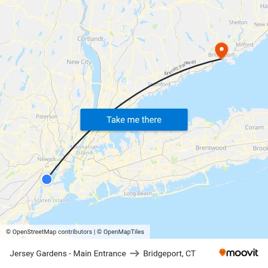 Jersey Gardens - Main Entrance to Bridgeport, CT map