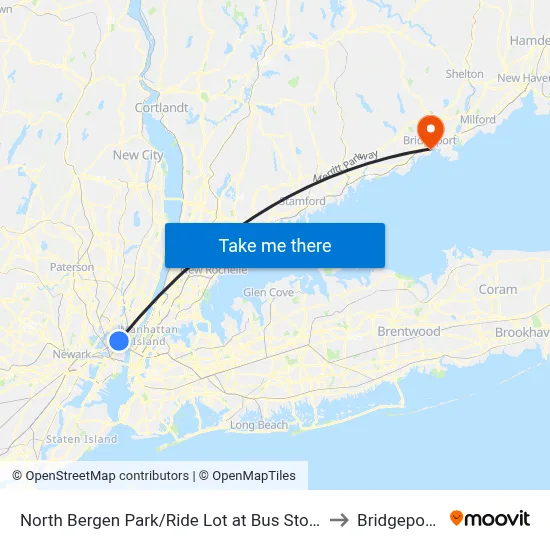 North Bergen Park/Ride Lot at Bus Stop Opposite T to Bridgeport, CT map
