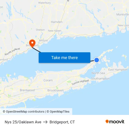 Nys 25/Oaklawn Ave to Bridgeport, CT map