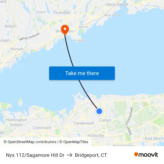 Nys 112/Sagamore Hill Dr to Bridgeport, CT map