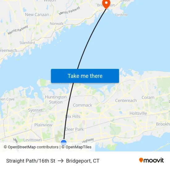 Straight Path/16th St to Bridgeport, CT map