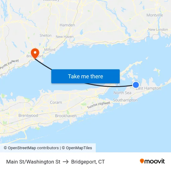 Main St/Washington St to Bridgeport, CT map