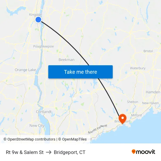 Rt 9w & Salem St to Bridgeport, CT map