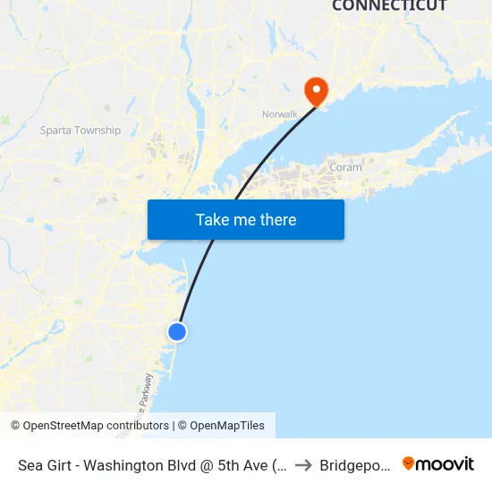 Sea Girt - Washington Blvd @ 5th Ave (Northbound) to Bridgeport, CT map
