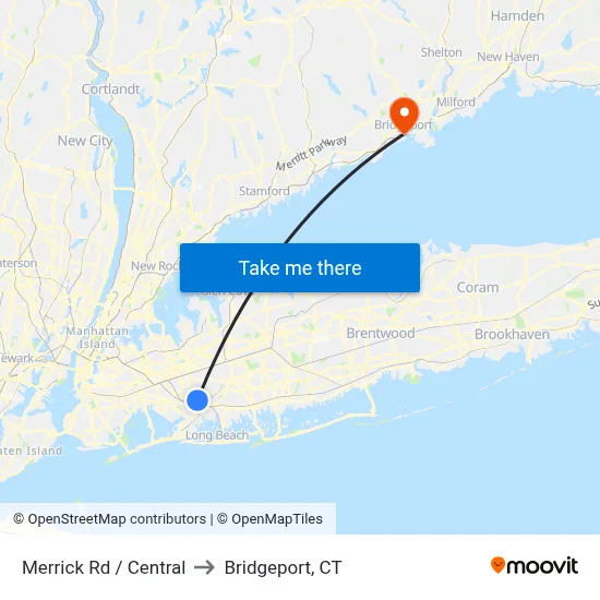 Merrick Rd / Central to Bridgeport, CT map