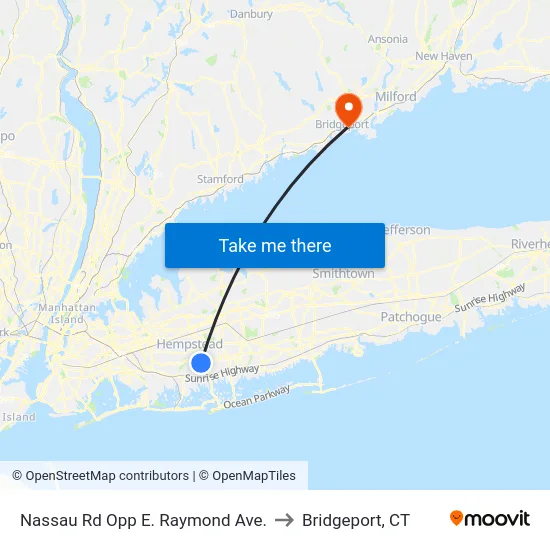 Nassau Rd Opp E. Raymond Ave. to Bridgeport, CT map