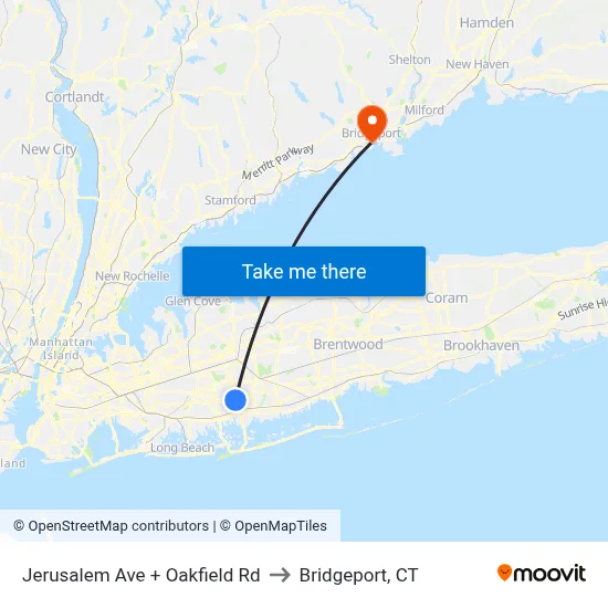 Jerusalem Ave + Oakfield Rd to Bridgeport, CT map