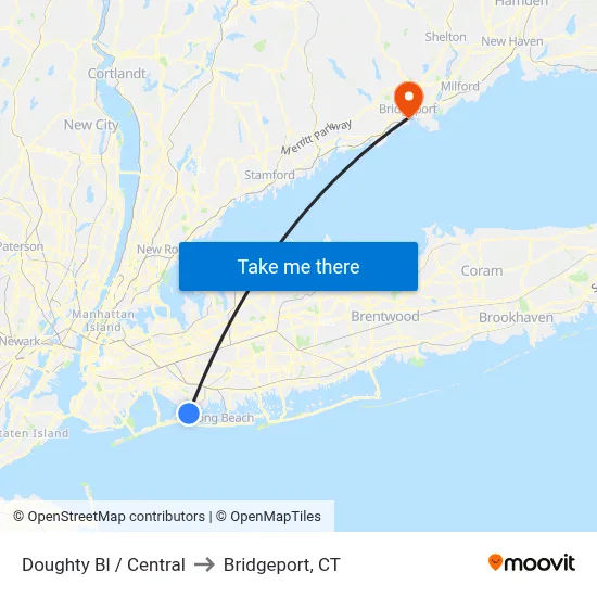 Doughty Bl / Central to Bridgeport, CT map