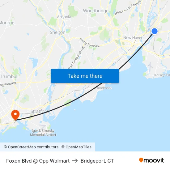 Foxon Blvd @ Opp Walmart to Bridgeport, CT map