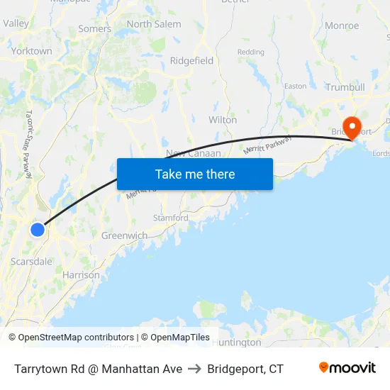 Tarrytown Rd @ Manhattan Ave to Bridgeport, CT map