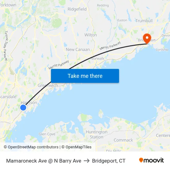 Mamaroneck Ave @ N Barry Ave to Bridgeport, CT map