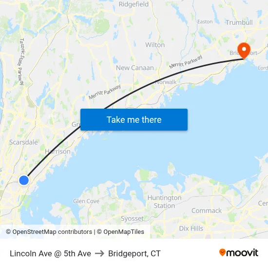 Lincoln Ave @ 5th Ave to Bridgeport, CT map