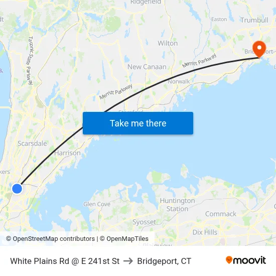 White Plains Rd @ E 241st St to Bridgeport, CT map