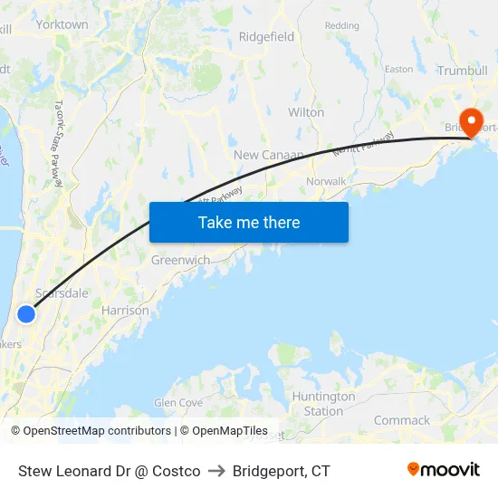 Stew Leonard Dr @ Costco to Bridgeport, CT map