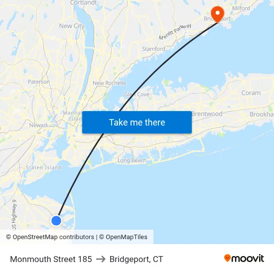 Monmouth Street 185 to Bridgeport, CT map