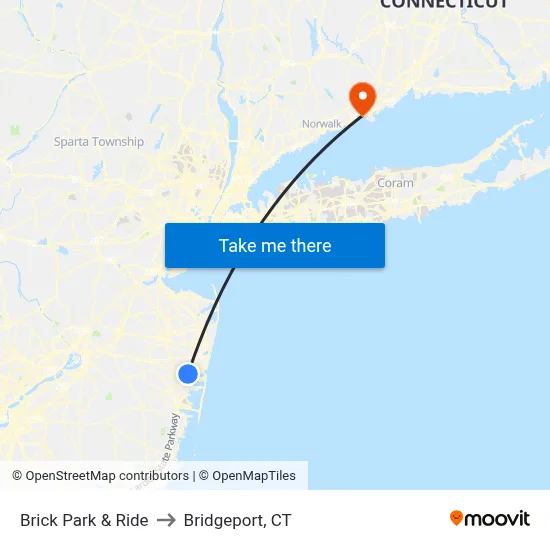 Brick Park & Ride to Bridgeport, CT map