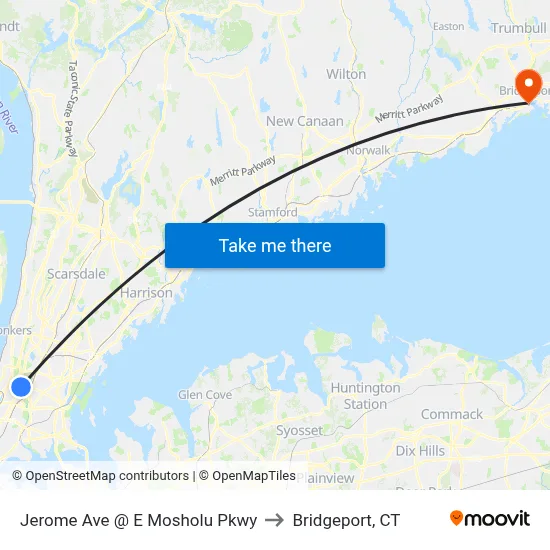 Jerome Ave @ E Mosholu Pkwy to Bridgeport, CT map
