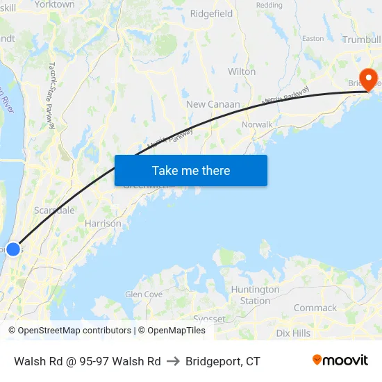 Walsh Rd @ 95-97 Walsh Rd to Bridgeport, CT map