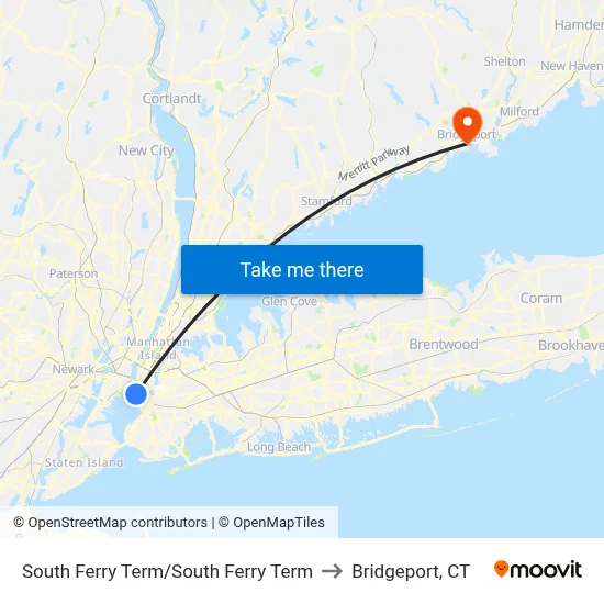South Ferry Term/South Ferry Term to Bridgeport, CT map