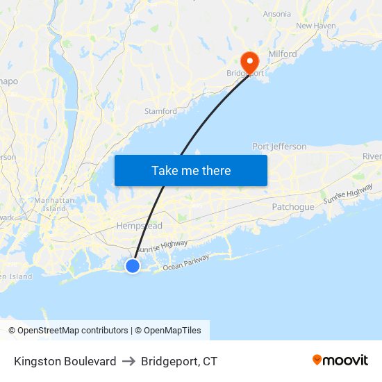 Kingston Boulevard to Bridgeport, CT map