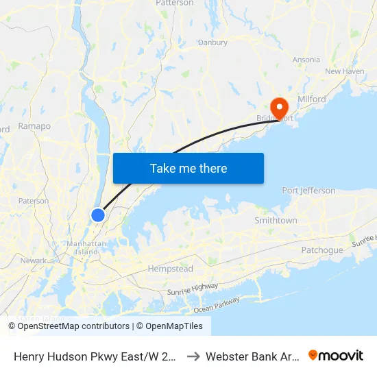 Henry Hudson Pkwy East/W 235 St to Webster Bank Arena map